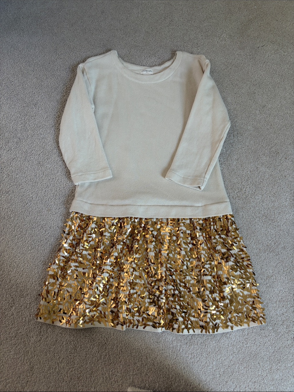 Crewcuts Cream Knit Pullover with attached sparkly skirt